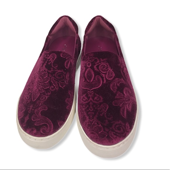 NWT J/Slides Burgundy Velvet Slip-on Sneakers - Picture 3 of 6